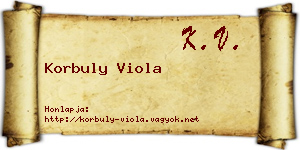 Korbuly Viola névjegykártya